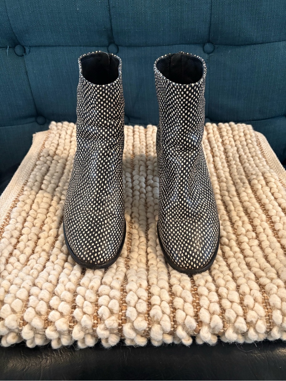Rag & Bone Black and White Dot Ankle Boots